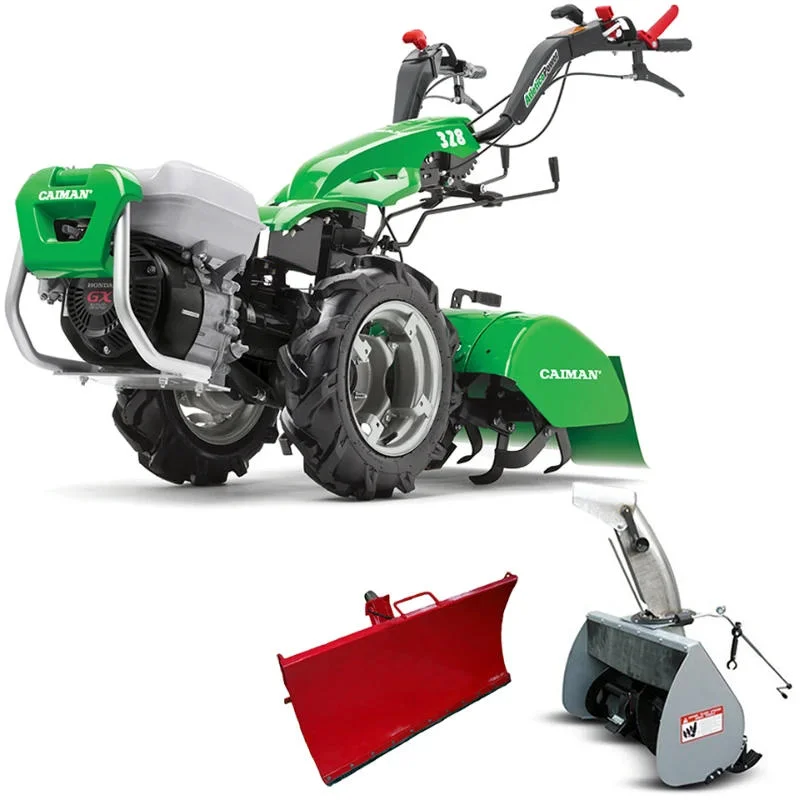 Caiman Atletico 328P мотоблок с ВОМ + R0036 отвал для мотоблока, 100 см + 921-90787 снег-к навесной, 70 см + 921-90748 фреза культиваторная, 66 см 01-010201-0042